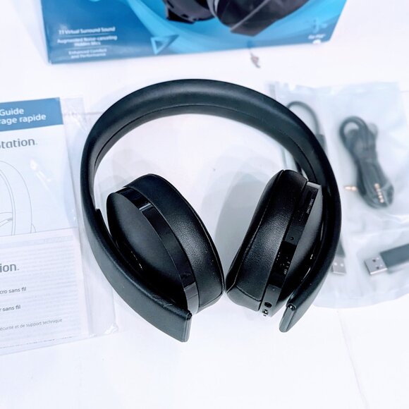 New PlayStation 4 Gold Wireless Headset Black 7.1 Virtual Surround Sound PS4 - Picture 2 of 6